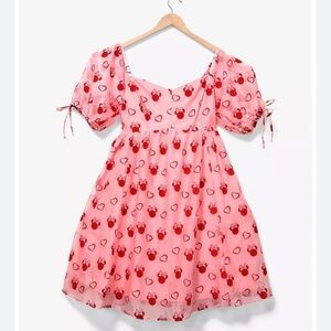 Disney Minnie Mouse Sweetheart Pink Puff-Sleeved Dress BoxLunch Exclusive Small